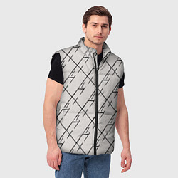 Мужской жилет Три буквы: паттерн на бежевом, цвет: 3D-черный — фото 2