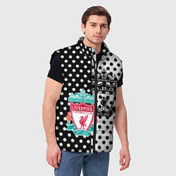 Мужской жилет Liverpool черно белые точки, цвет: 3D-черный — фото 2