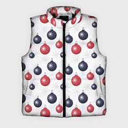 Мужской жилет Синие и красные новогодние шары со снежинками