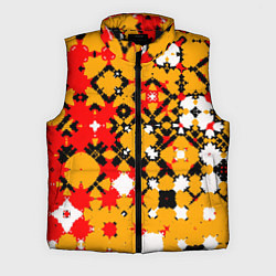 Мужской жилет Красно-желтая геометрическая абстракция, цвет: 3D-черный