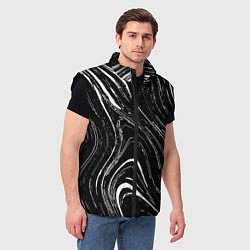 Мужской жилет Абстракция чёрно-белый с волнистыми линиями, цвет: 3D-черный — фото 2