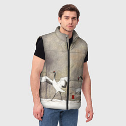 Мужской жилет Журавли на снегу, цвет: 3D-черный — фото 2