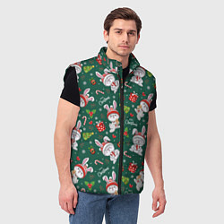 Мужской жилет Новогодние зайчики, цвет: 3D-черный — фото 2