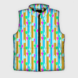 Мужской жилет Полосатый с сердечками ретро в горошек, цвет: 3D-черный