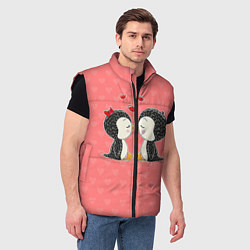 Мужской жилет Влюбленные пингвины, цвет: 3D-черный — фото 2