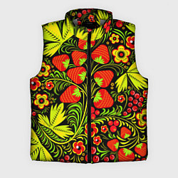 Мужской жилет Хохлома: земляника, цвет: 3D-светло-серый