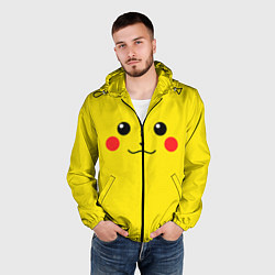 Ветровка с капюшоном мужская Happy Pikachu, цвет: 3D-черный — фото 2