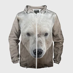 Ветровка с капюшоном мужская Белый медведь, цвет: 3D-белый