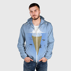 Ветровка с капюшоном мужская Мороженое, цвет: 3D-белый — фото 2