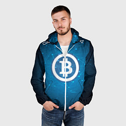 Ветровка с капюшоном мужская Bitcoin Blue, цвет: 3D-белый — фото 2