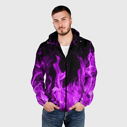 Ветровка с капюшоном мужская Фиолетовый огонь, цвет: 3D-черный — фото 2