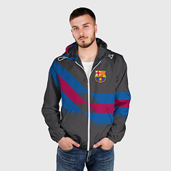 Ветровка с капюшоном мужская Barcelona FC: Dark style, цвет: 3D-белый — фото 2