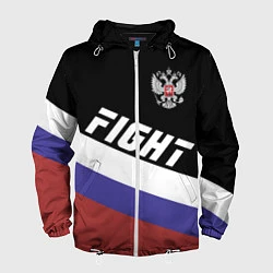 Ветровка с капюшоном мужская Fight Russia, цвет: 3D-белый