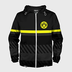 Ветровка с капюшоном мужская FC Borussia 2018 Original #3, цвет: 3D-белый