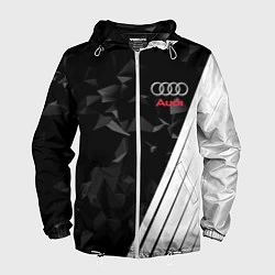 Ветровка с капюшоном мужская Audi: Black Poly, цвет: 3D-белый