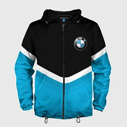 Ветровка с капюшоном мужская BMW Black & Blue, цвет: 3D-черный