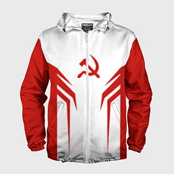 Ветровка с капюшоном мужская СССР воин, цвет: 3D-белый
