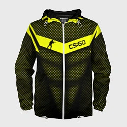 Ветровка с капюшоном мужская CS:GO Yellow Carbon, цвет: 3D-белый