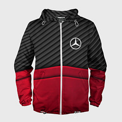 Ветровка с капюшоном мужская Mercedes Benz: Red Carbon, цвет: 3D-белый