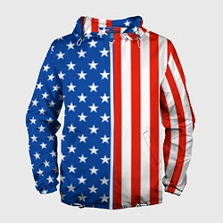 Ветровка с капюшоном мужская American Patriot, цвет: 3D-белый