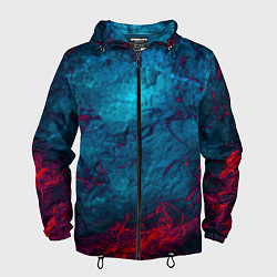 Ветровка с капюшоном мужская Blue and Red abstract, цвет: 3D-черный