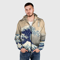 Ветровка с капюшоном мужская Kanagawa Wave Art, цвет: 3D-черный — фото 2