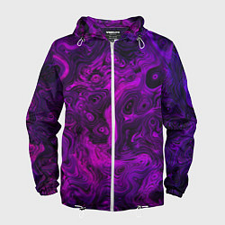 Ветровка с капюшоном мужская Abstract purple, цвет: 3D-белый
