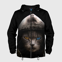 Ветровка с капюшоном мужская Уличный кот, цвет: 3D-черный