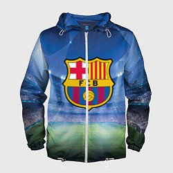 Ветровка с капюшоном мужская FC Barcelona, цвет: 3D-белый