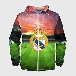 Ветровка с капюшоном мужская FC Real Madrid, цвет: 3D-белый