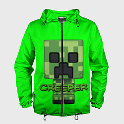 Ветровка с капюшоном мужская MINECRAFT CREEPER, цвет: 3D-черный