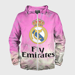Ветровка с капюшоном мужская Реал Мадрид, цвет: 3D-белый