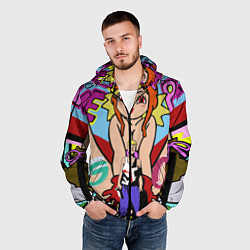 Ветровка с капюшоном мужская GTO Онидзука графити, цвет: 3D-черный — фото 2