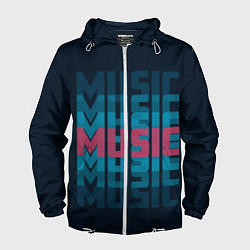 Ветровка с капюшоном мужская Music, цвет: 3D-белый