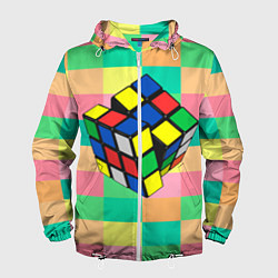 Ветровка с капюшоном мужская Кубик Рубика, цвет: 3D-белый