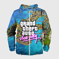 Ветровка с капюшоном мужская GRAND THEFT AUTO:VICE CITY, цвет: 3D-белый