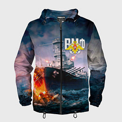 Ветровка с капюшоном мужская ВМФ, цвет: 3D-черный