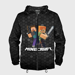 Ветровка с капюшоном мужская Minecraft Майнкрафт, цвет: 3D-черный