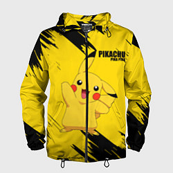 Ветровка с капюшоном мужская PIKACHU: PIKA PIKA, цвет: 3D-черный