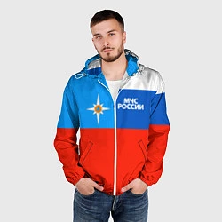 Ветровка с капюшоном мужская Флаг МЧС России, цвет: 3D-белый — фото 2