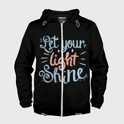 Ветровка с капюшоном мужская Позволь своему свету сиять, цвет: 3D-белый