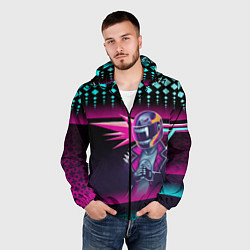 Ветровка с капюшоном мужская НЕОНОВЫЙ ГОНЩИК, цвет: 3D-черный — фото 2