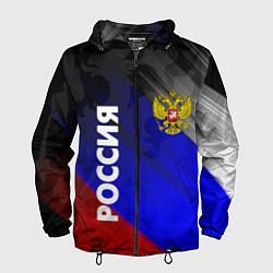 Ветровка с капюшоном мужская РОССИЯ, цвет: 3D-черный