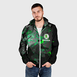 Ветровка с капюшоном мужская SKODA, цвет: 3D-белый — фото 2