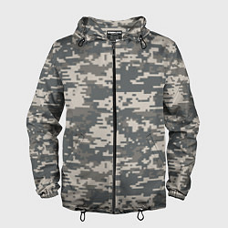 Ветровка с капюшоном мужская Цифровой камуфляж, цвет: 3D-черный