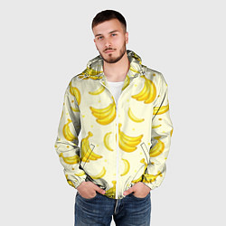 Ветровка с капюшоном мужская Банана, цвет: 3D-белый — фото 2