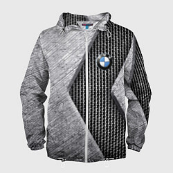 Ветровка с капюшоном мужская BMW - emblem - metal - texture, цвет: 3D-белый