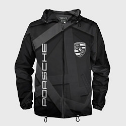 Ветровка с капюшоном мужская PORSCHE, цвет: 3D-черный