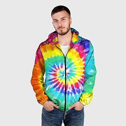 Ветровка с капюшоном мужская TIE-DYE СТЕНА, цвет: 3D-черный — фото 2