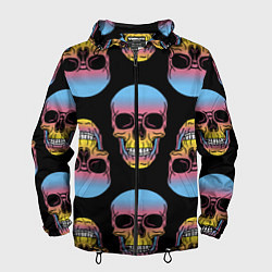 Ветровка с капюшоном мужская Neon skull!, цвет: 3D-черный